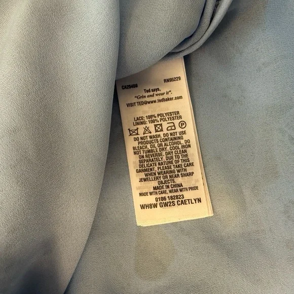 Ted Baker NWOT size 1 (S) bell sleeves Sky Blue Lace Blouse. Full descr in pics - Picture 10 of 17